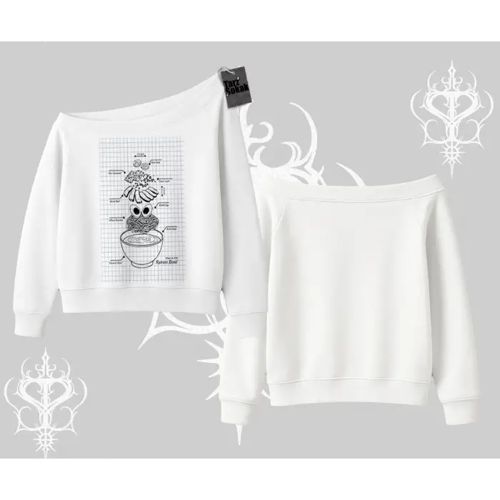 Kayık Yaka Sweatshirt Noodle Theory Hand Drawn Concept