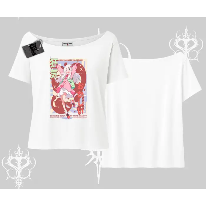 Kayık Yaka Tshirt Madness Unleashed Anime Girl Baskılı