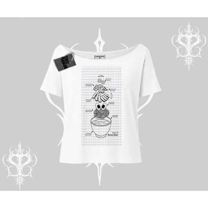 Kayık Yaka Tshirt Noodle Theory Hand Drawn Concept