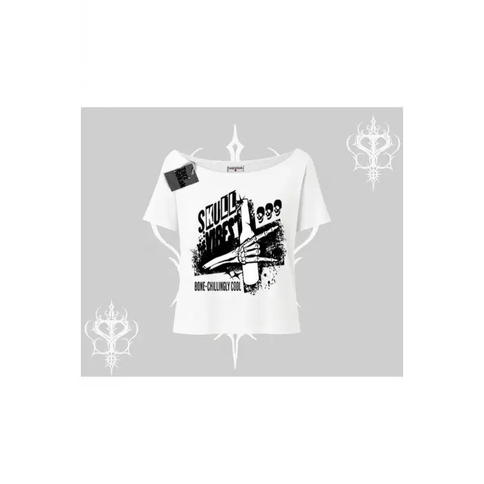 Kayık Yaka Tshirt Skull Impact Bone Chilling Street Icon