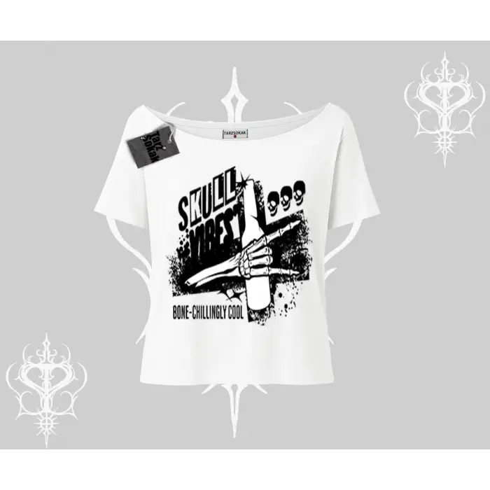 Kayık Yaka Tshirt Skull Impact Bone Chilling Street Icon