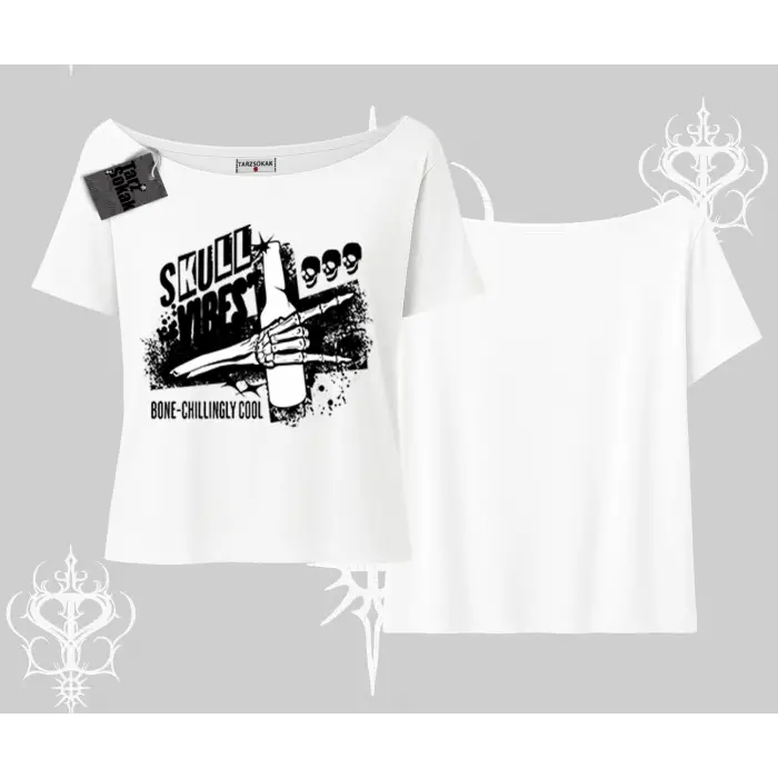 Kayık Yaka Tshirt Skull Impact Bone Chilling Street Icon