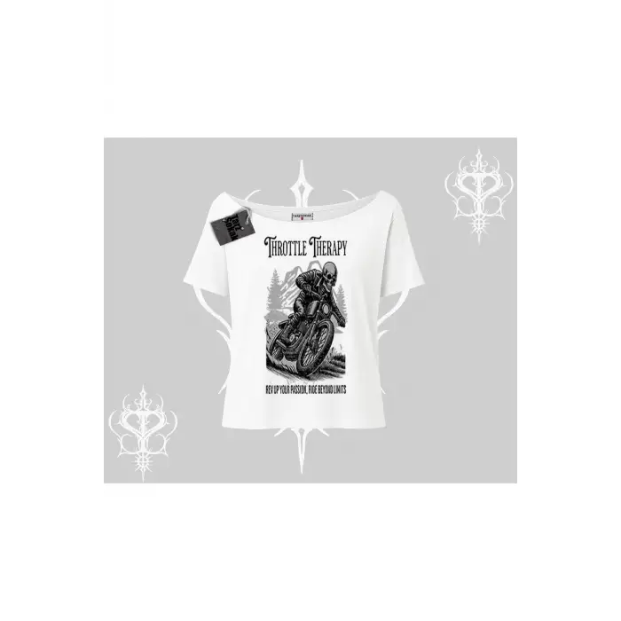 Kayık Yaka Tshirt Throttle Therapy No Brakes Just Freedom