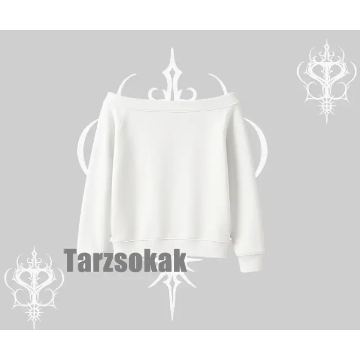 Keep Calm Yazılı Kedi Baskılı Streetwear Kayık Yaka Sweatshirt