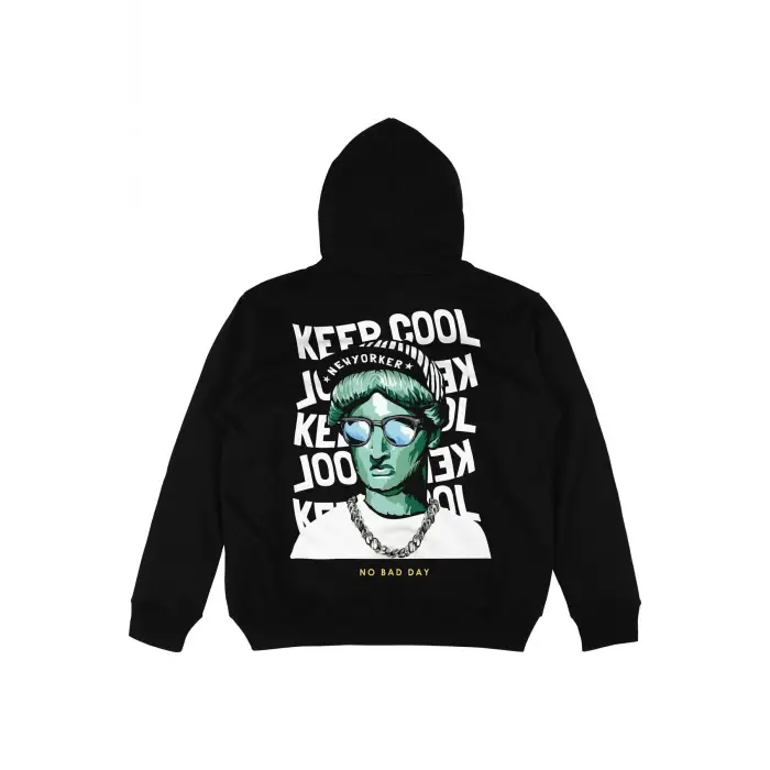 Keep Cool Siyah Oversize Unisex Kapüşonlu Sweatshirt Hoodie