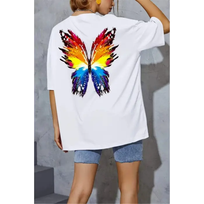 Kelebek Baskı Oversize T-shirt