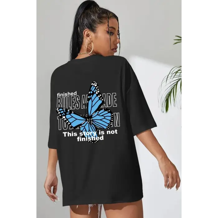 Kelebek Baskılı Oversize tişört