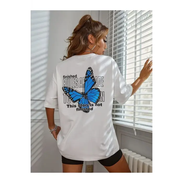 Kelebek Baskılı Oversize tişört