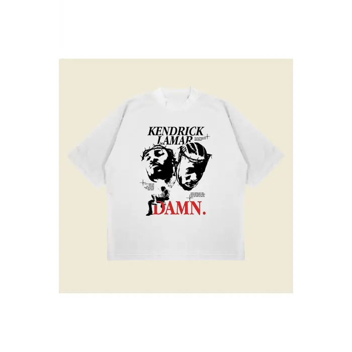 Kendrick Lamar Baskılı Oversize Unisex Pamuklu Nefes Alan Kalın Kumaşlı