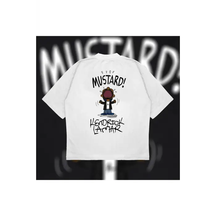 Kendrick Lamar Mustard Oversize Unisex Pamuklu Nefes Alan Kalın Kumaşlı