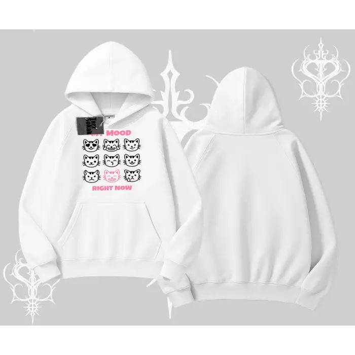 Kitti Sweet Mini Logo Baskılı Kapşonlu Crop Sweatshirt