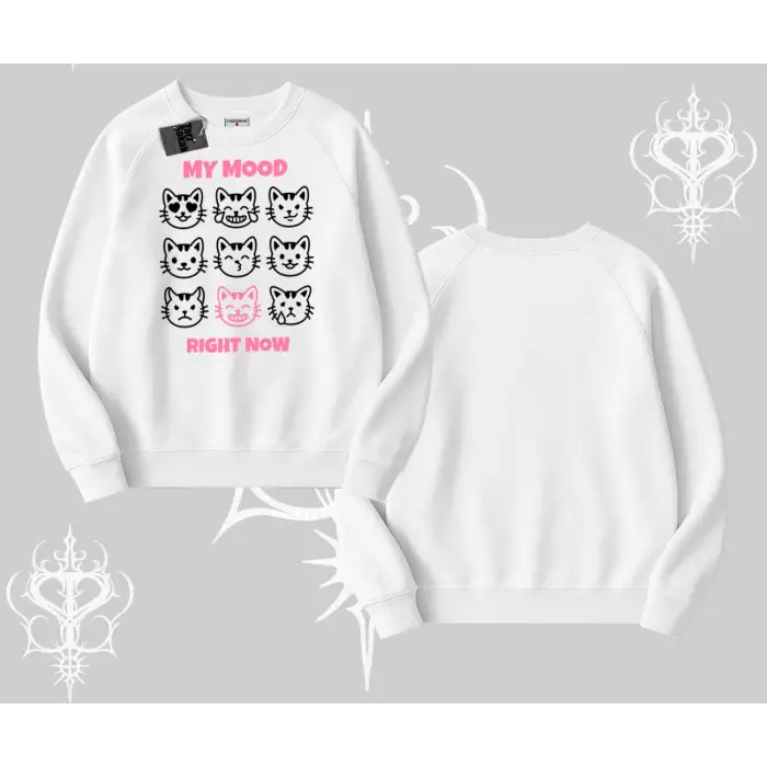 Kitti Sweet Mini Logo Baskılı Kayık Yaka Sweatshirt