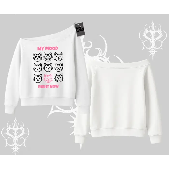 Kitti Sweet Mini Logo Baskılı Kayık Yaka Tshirt