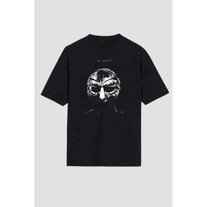 Ko Buta Mf Doom Baskılı Unisex Siyah Oversize Tişört - Tshirt Os57360