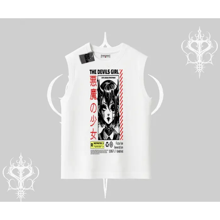 Kolsuz Tshirt Anime Devils Girl Japanese Style Baskılı