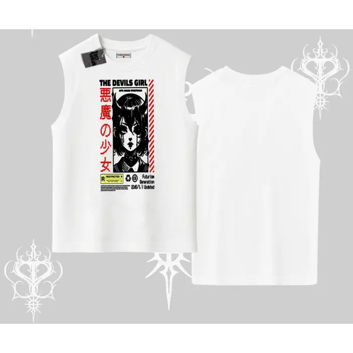 Kolsuz Tshirt Anime Devils Girl Japanese Style Baskılı