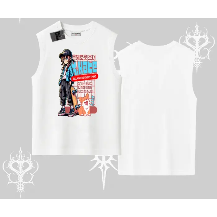 Kolsuz Tshirt Anime Hiker Girl Balance Is Everything Baskılı
