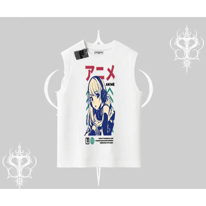 Kolsuz Tshirt Anime Kız Desenli Japon Tarzı