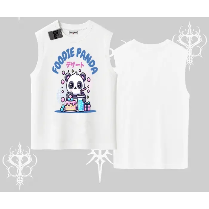 Kolsuz Tshirt Foodie Panda Tatlı ve Sevimli Panda Baskılı