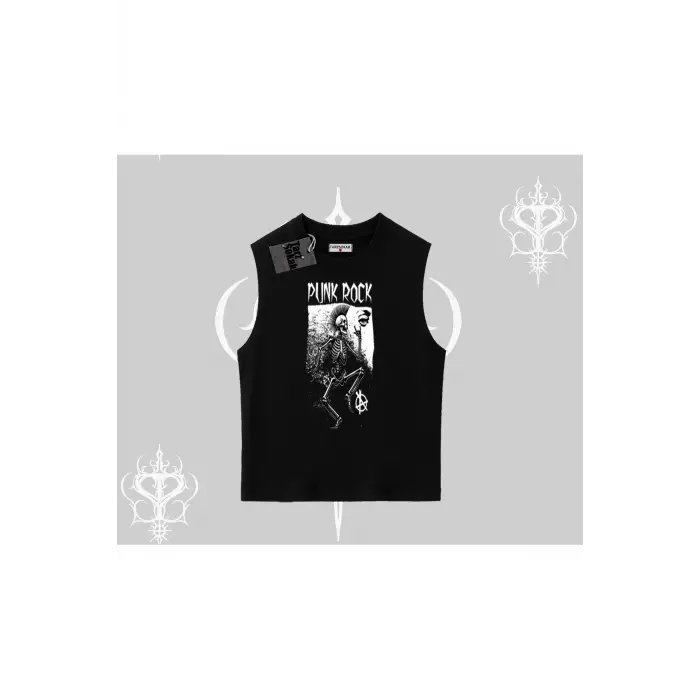 Kolsuz Tshirt Punk Rock Chaos Skeleton Riot