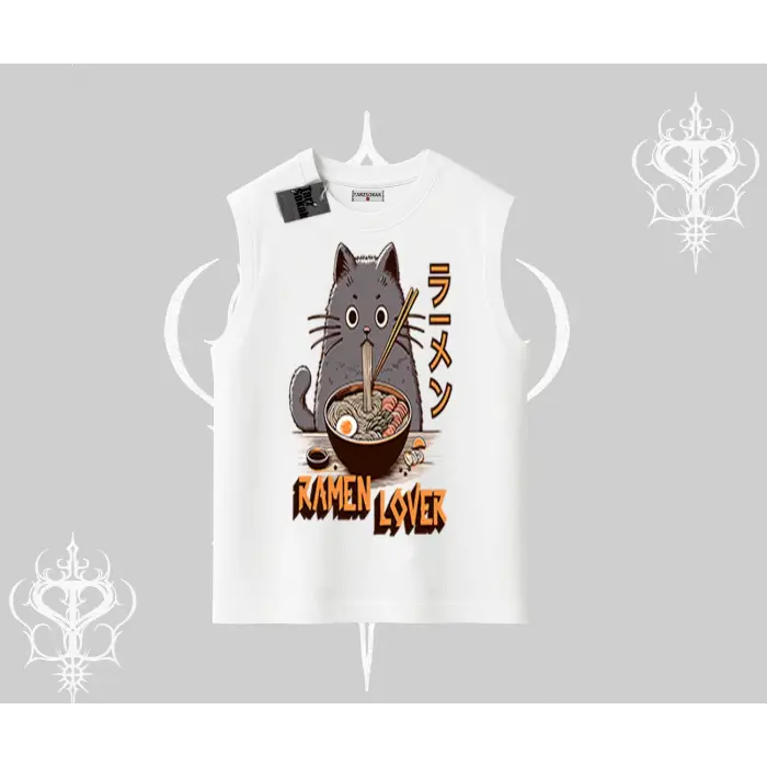 Kolsuz Tshirt Ramen Lover Kedi Anime Baskılı