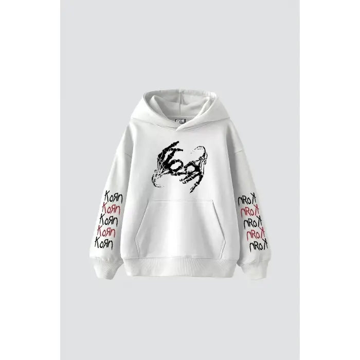 Korn Baskılı Oversize Unisex Beyaz