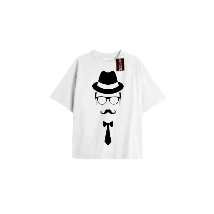 KRAVAT Unisex Oversize Yazılı Tshirt BEYAZ