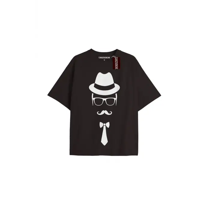 KRAVAT Unisex Oversize Yazılı Tshirt SİYAH