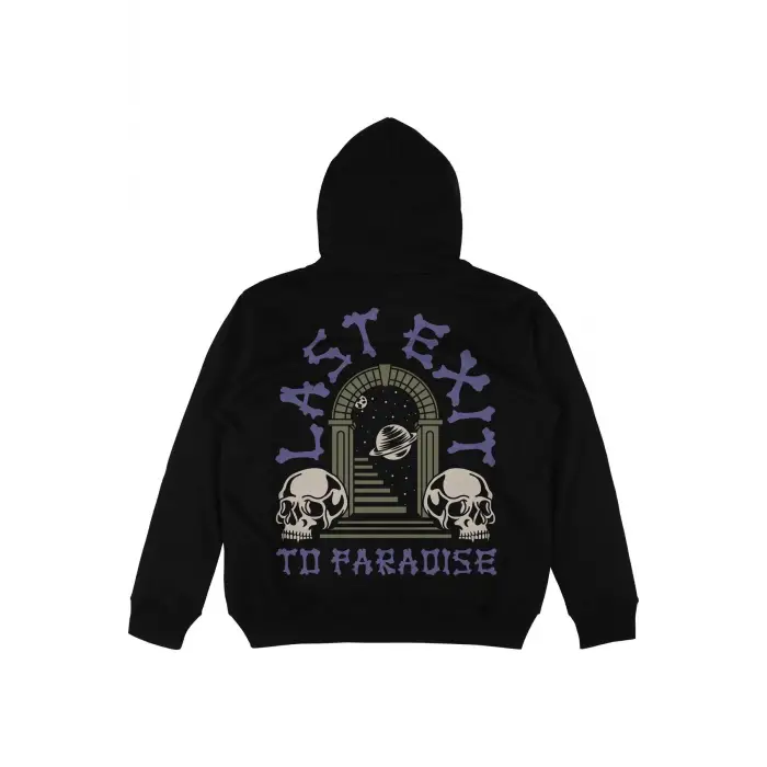 Last Exit Siyah Oversize Unisex Kapüşonlu Sweatshirt Hoodie