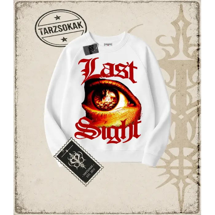LAST SIGHT Oversize Unisex Bisiklet Yaka Sweatshirt