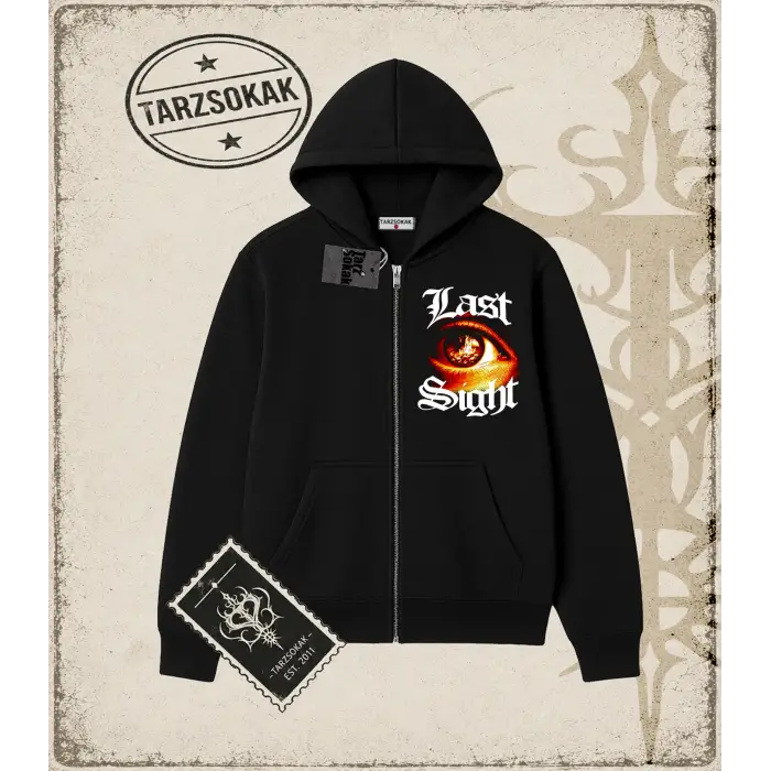 LAST SIGHT Oversize Unisex Hırka & Çeket Fermuarlı Sweatshirt