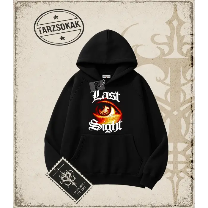 LAST SIGHT Oversize Unisex Kapşonlu Sweatshirt
