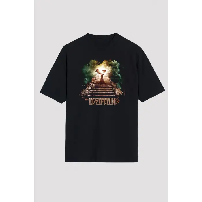 Led Zeppelin Siyah Unisex Oversize Tişört T-shirt