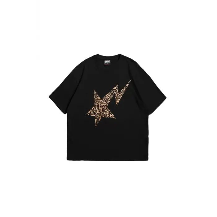 Leopar Falling Star Oversize Unisex Siyah