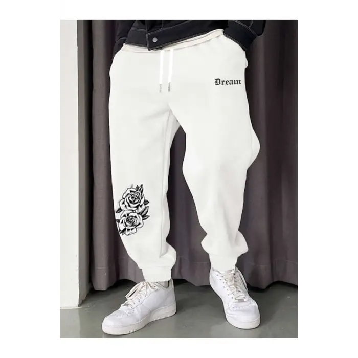 Letter Graphic Drawstring Waist Eşofman Altı