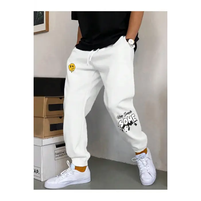 Letter Graphic Drawstring Waist Eşofman Altı