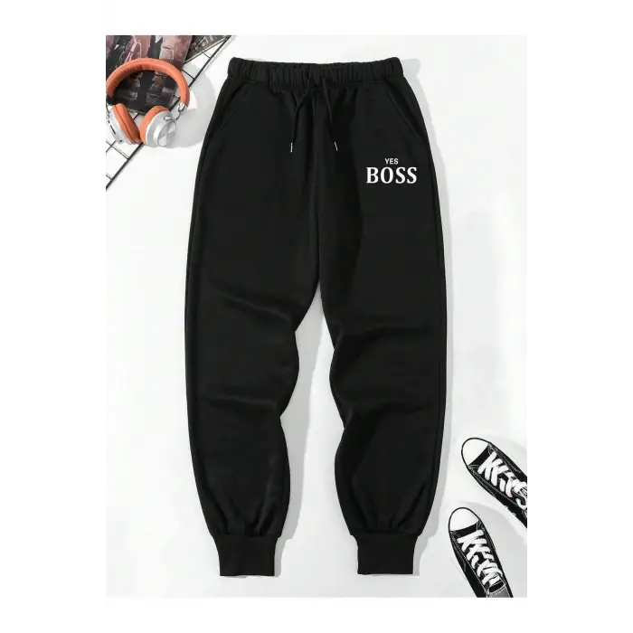 Letter Graphic Drawstring Waist Pants