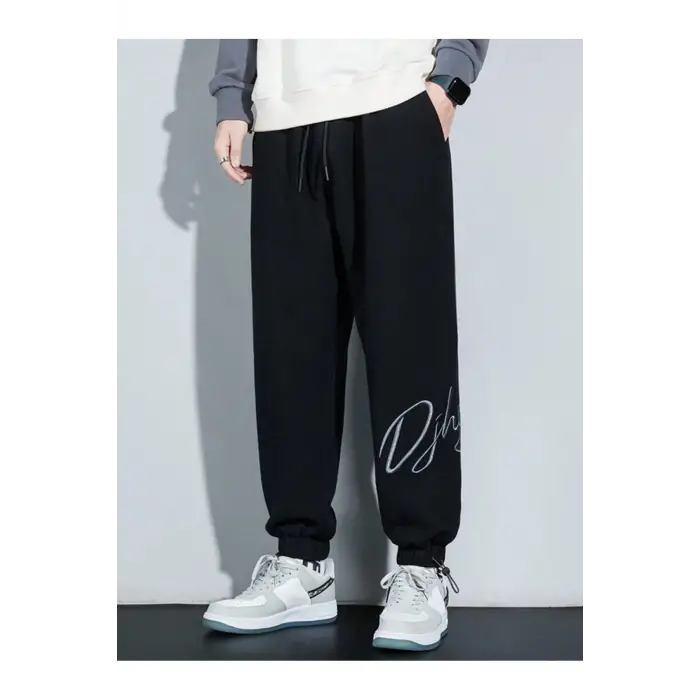 Letter Graphic Drawstring Waist Pants