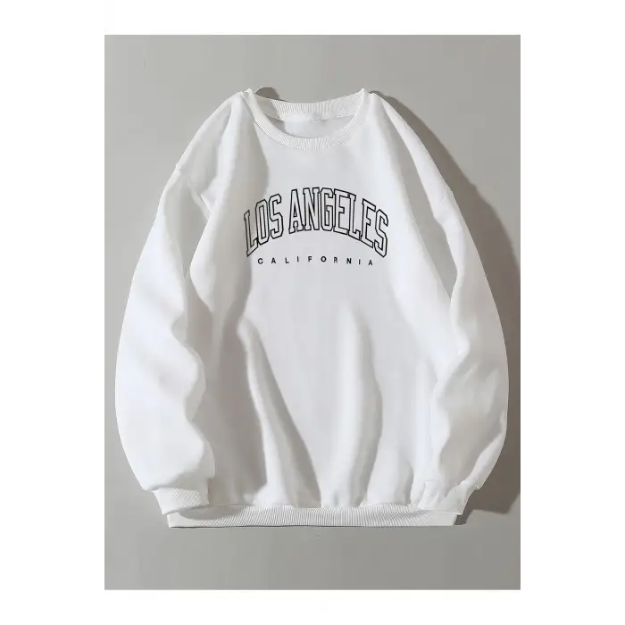 Letter Graphic Drop Shoulder Lined Sweatshirt MAVİRENK