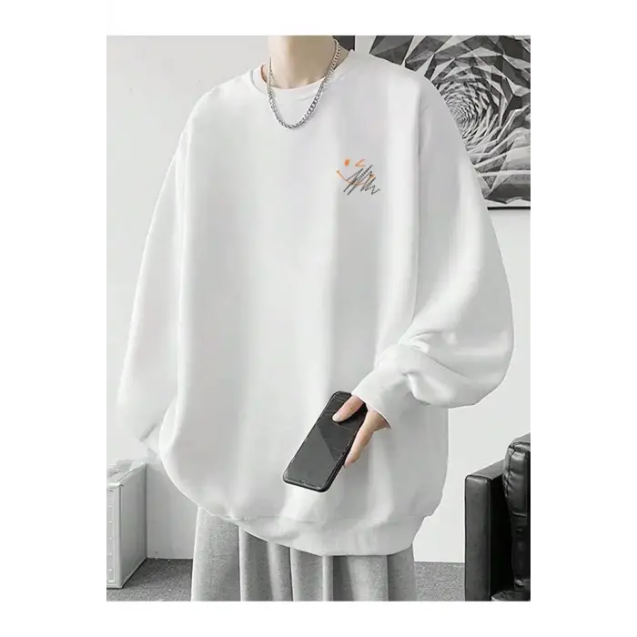 Letter Graphic Drop Shoulder Sweatshirt Beyaz