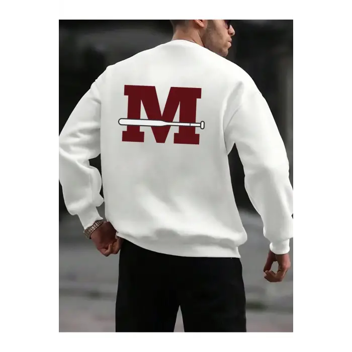 Letter Graphic Drop Shoulder Sweatshirt Beyaz