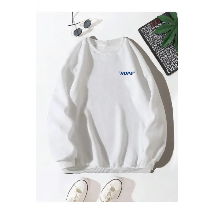 Letter Graphic Sweatshirt Beyaz