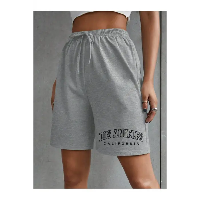 Letter Graphic Tie Front Track Şort