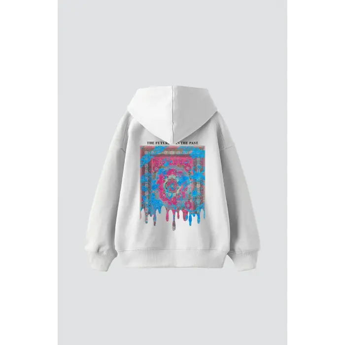 Liquid Rug Baskılı Oversize Unisex Beyaz