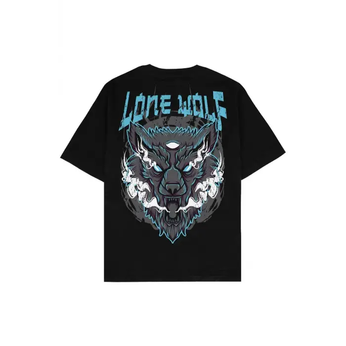 Lone Wolf Siyah Oversize Unisex T-shirt