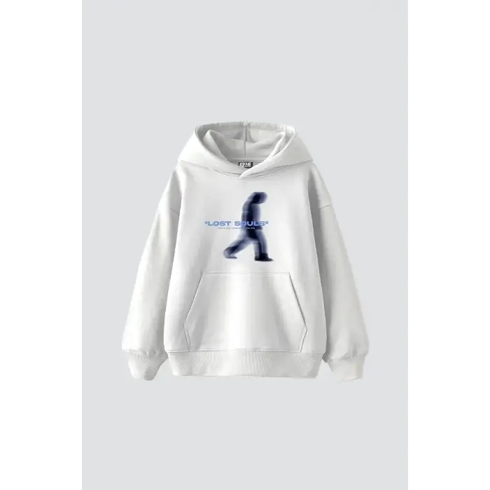 Lost Souls Baskılı Oversize Unisex Premium Beyaz
