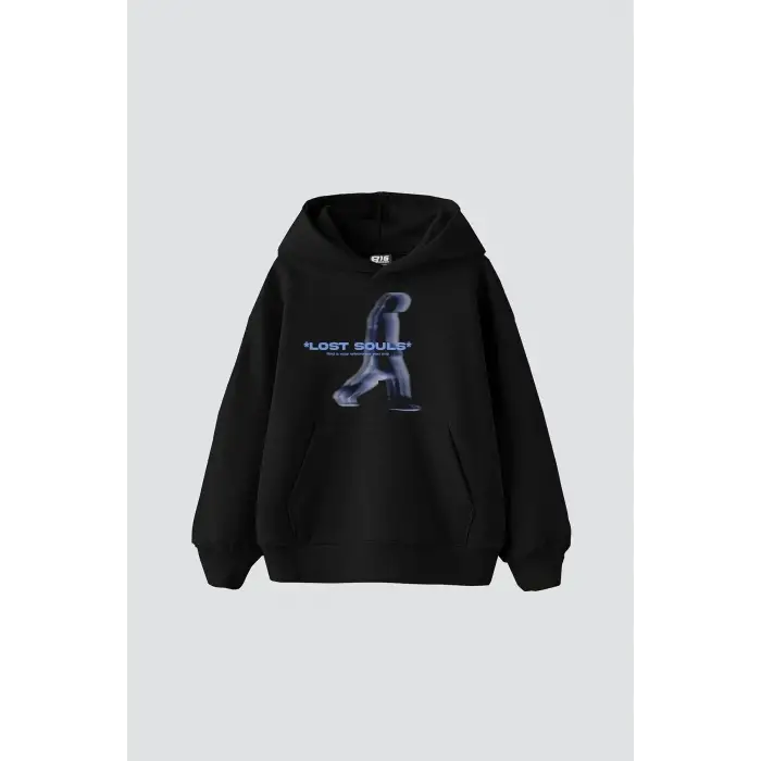 Lost Souls Baskılı Oversize Unisex Premium Siyah