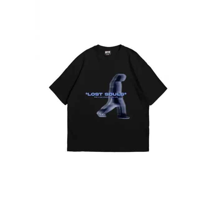 Lost Souls Baskılı Siyah Unisex Oversize