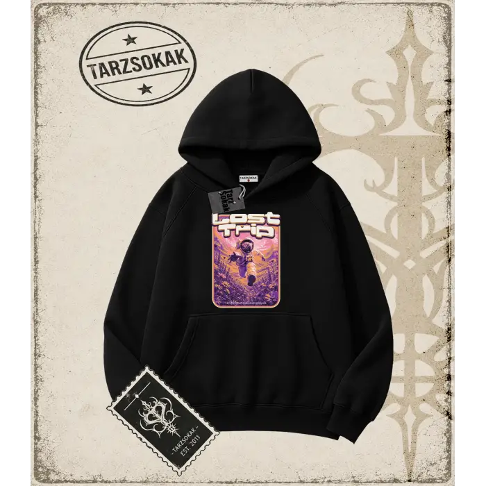 LOST TRIP Oversize Unisex Kapşonlu Sweatshirt