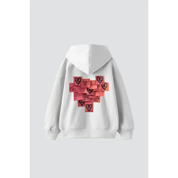 Love Baskılı Oversize Unisex Beyaz